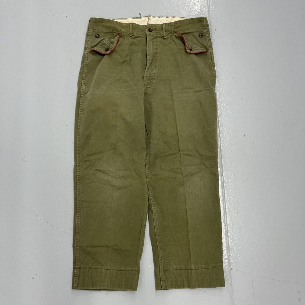 Vintage 60s Boy Scouts Green Mule Flap Canvas Pants 33x25